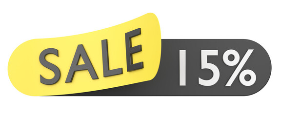 Fifteen percent sale. 15% sale. 3D illistration.