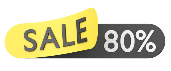 Eighty percent sale. 80% sale. 3D illistration.