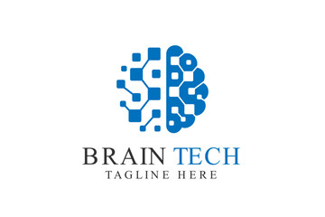 brain logo suitable for technology logo design. brain tech vector logo template. Artificial intelligence logo
