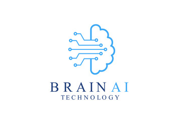 Fototapeta premium brain logo suitable for technology logo design. brain tech vector logo template. Artificial intelligence logo