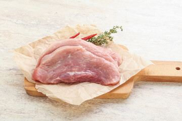 Raw pork schnitzel for roast