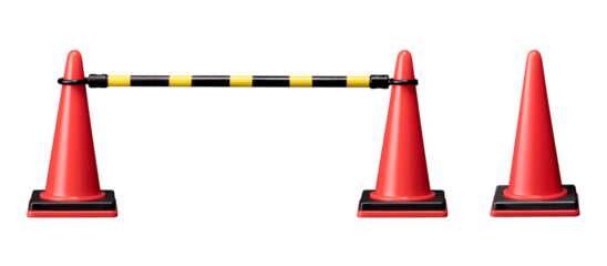 赤いパイロンとトラ柄のコーンバー