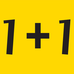 One plus one marketing icon.