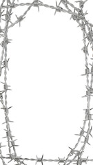 vertical rectangle frame created from metal  barbed wire 9:16
