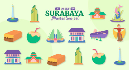 Fototapeta na wymiar Surabaya Illustration Set