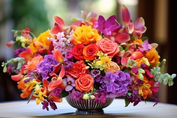 Obraz na płótnie Canvas vibrant and multicolored floral arrangement. Generative AI