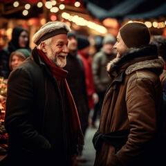 People talking at the Christmas market