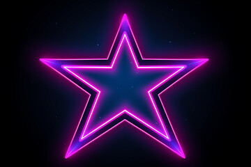 Neon bunter Stern mit Lichteffekten auf dunklem Hintergrund. Querformat. Generative Ai.