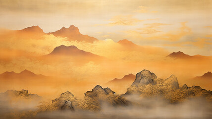 Gold ink painting Landscape painting