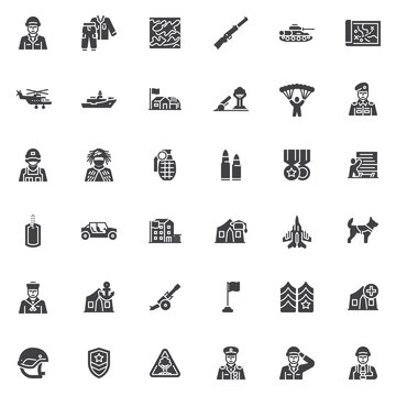 Military, army vector icons set