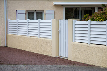 small door white aluminum house facade access home garden