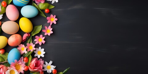 Easter themed blank chalkboard with copy space