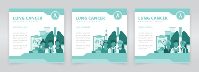Social media post template set which raise awareness of the importance of early detection and proper treatments for lung cancer