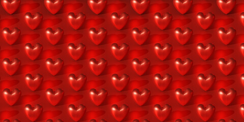 Love 3d heart set, color hearts. Happy Valentines Day - Love you label, 3d love banner. Pattern with heart. 