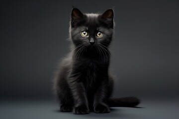 Kitten sitting on grey background