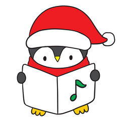 Christmas cartoon cute penguin vector.