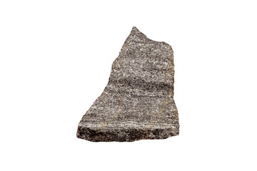 A fragment of gneiss rock isolated on white background.
