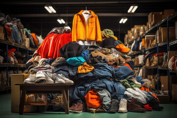 Big pile of old, used clothes, second-hand concept - Powered by Adobe