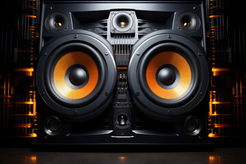 Huge powerful speakers with big dynamics, loud sound concept