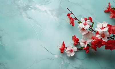 red and white flowers on marble background
