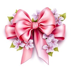 Flower arrangement with a bow isolated on a white background.