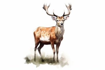 White background with fallow deer. Generative AI
