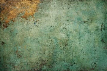 Jade and verdigris hues blend on a textured surface, forming a serene and captivating poster. Generative AI