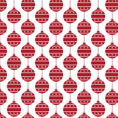 Christmas, New Year seamless pattern in red and white colors with New Year's balls. Pattern on the panel samples.