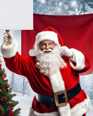 Naklejka premium Santa Holding Blank Sign That Can Be Filled In