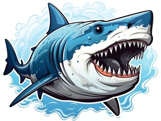 Sticker of a shark for t shirt design vector illustration with isolated background generative ai