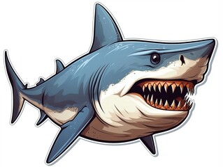 Sticker of a shark for t shirt design vector illustration with isolated background generative ai