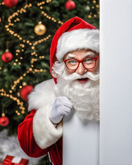 Naklejka premium Santa Holding Blank Sign That Can Be Filled In