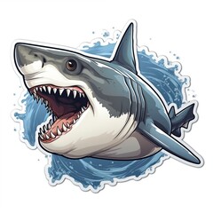 Sticker of a shark for t shirt design vector illustration with isolated background generative ai