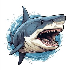 Sticker of a shark for t shirt design vector illustration with isolated background generative ai