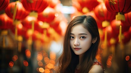new year holiday chinese new year beautiful girl