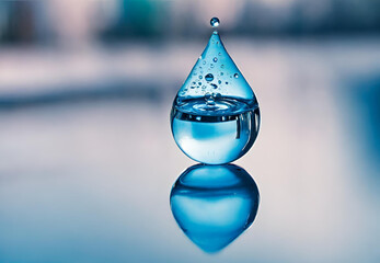 Fototapeta premium Crystal Clear Water Droplet, Macro Water Drop, Pure and Pristine Water Droplet, Liquid Elegance: Water Macro Shot