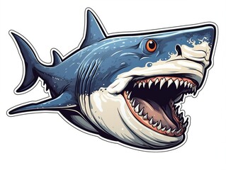 Sticker of a shark for t shirt design vector illustration with isolated background generative ai