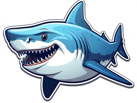 Sticker of a shark for t shirt design vector illustration with isolated background generative ai