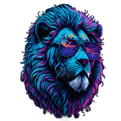 Wild animal lion portrait hipster style human clothes accessory wearing glasses.