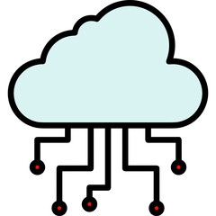 Cloud storage icon symbol vector image. Illustration of the database server hosting cloud system digital design image