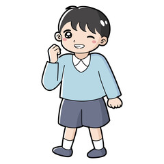Fototapeta premium ガッツポーズをする男の子のイラスト