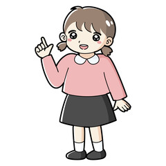 指を指す女の子のイラスト