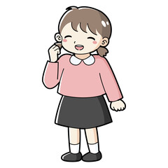 ガッツポーズをする女の子のイラスト