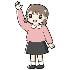 指を指す女の子のイラスト