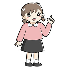 指を指す女の子のイラスト
