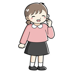 ガッツポーズをする女の子のイラスト