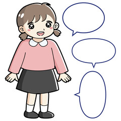 笑顔の女の子のイラスト（吹き出し付き）