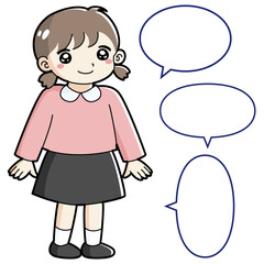 笑顔の女の子のイラスト（吹き出し付き）