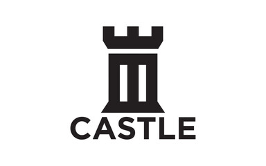 Castle logo design illustration, fortress logo - obrazy, fototapety, plakaty