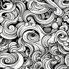 Zentangle doodle abstract black and white repeat pattern